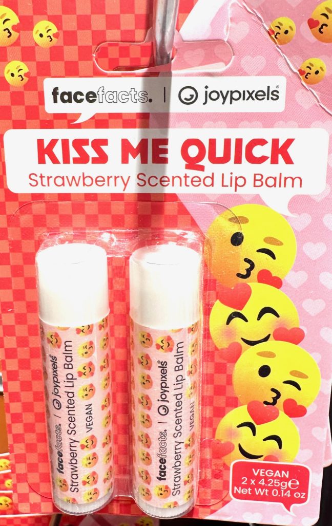 lip balm in a package with emoji